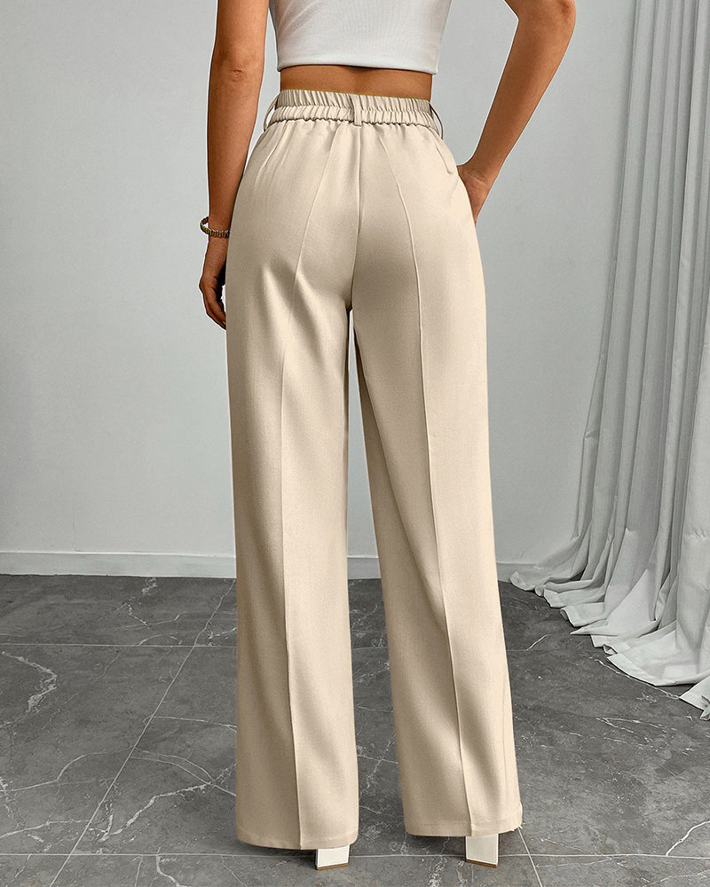 Women's High-Waisted Pleated Wide-Leg Pants