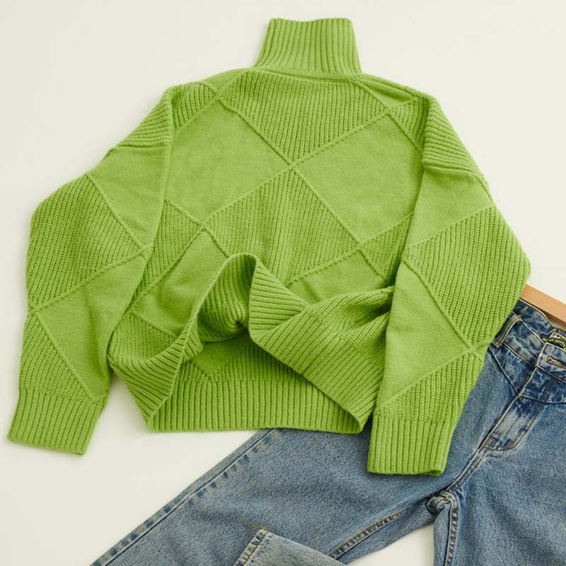 Women's Diamond Knit Turtleneck Sweater