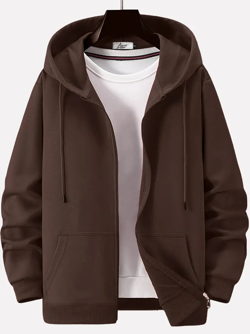 Men's Fleece Full-Zip Hoodie with Drawstring