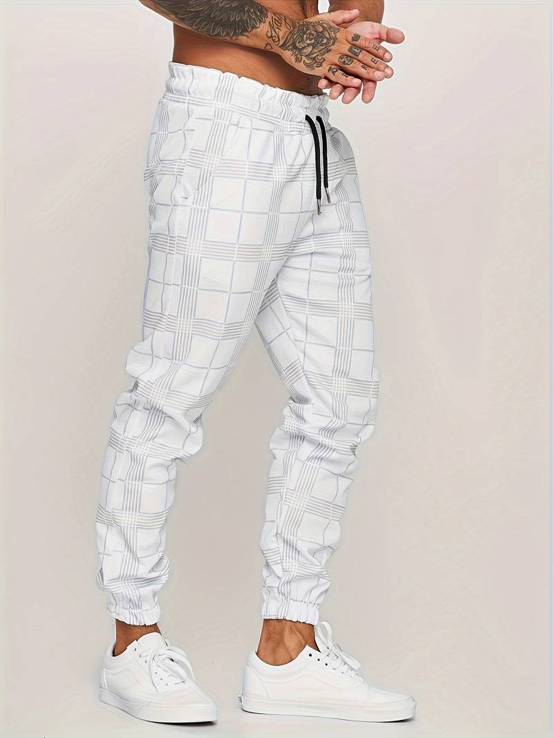 Men's Plaid Tapered Stretch Jogger Pants
