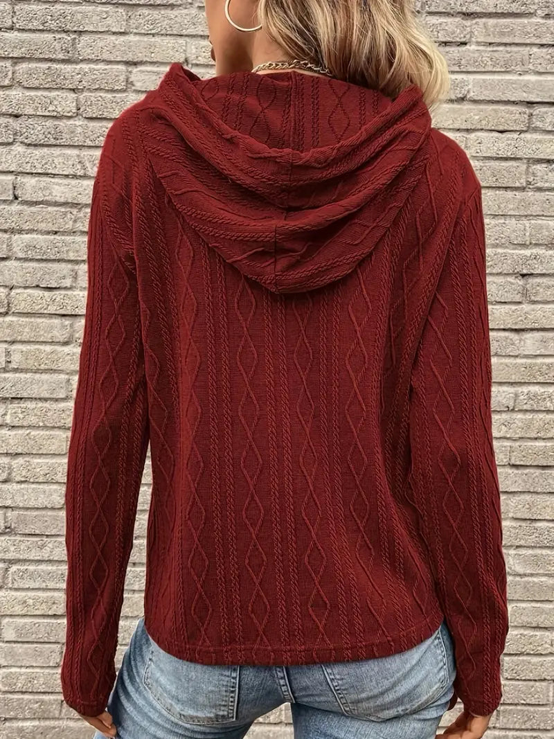 Women's Cable-Knit Drawstring Hooded Sweater
