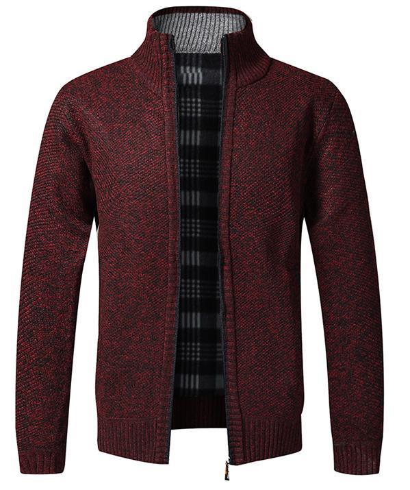 Men's Fleece-Lined Zip-Up Cardigan