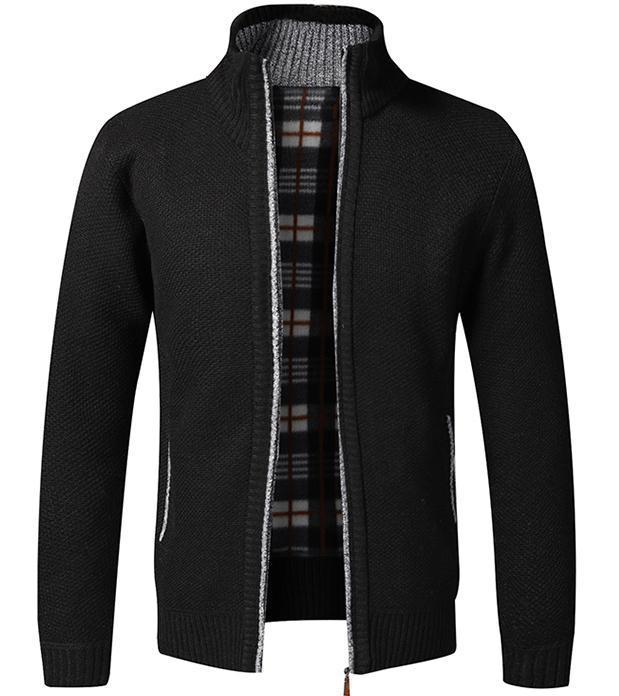 Men's Fleece-Lined Zip-Up Cardigan