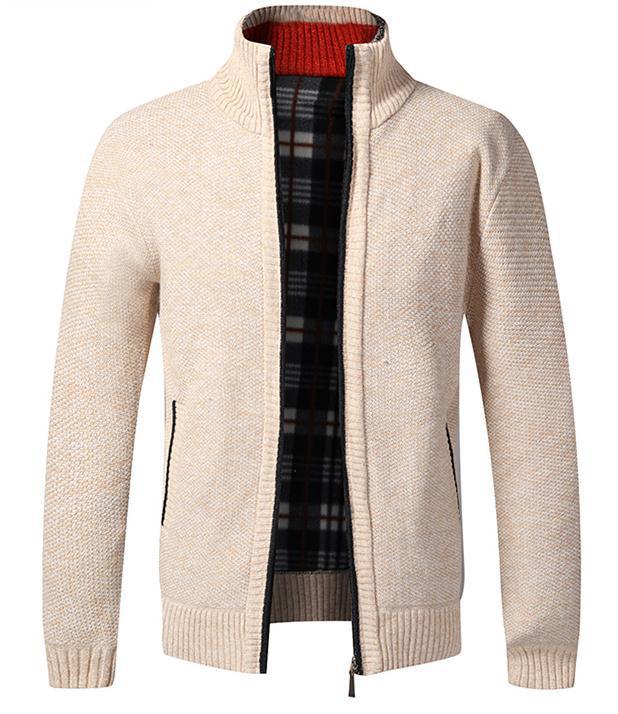 Men's Fleece-Lined Zip-Up Cardigan
