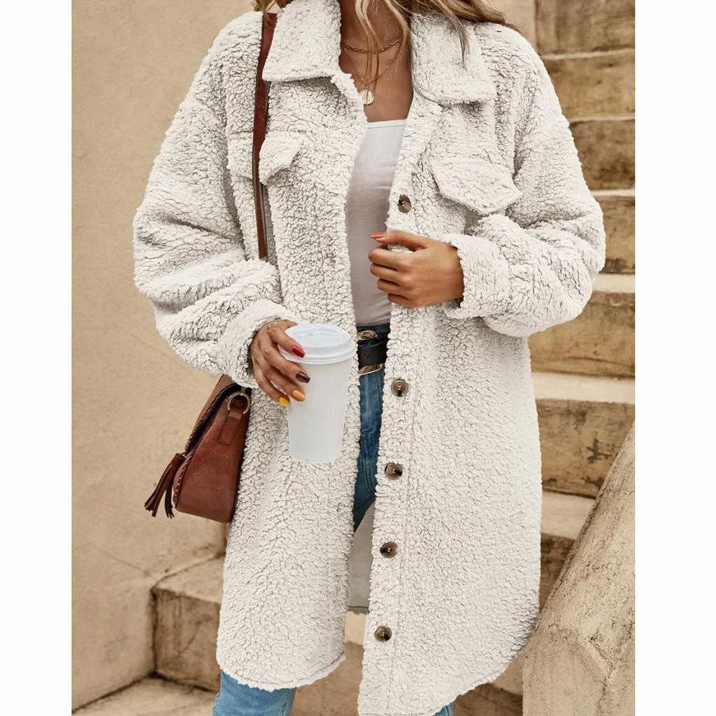 Women's Long Teddy Fleece Shirt Coat