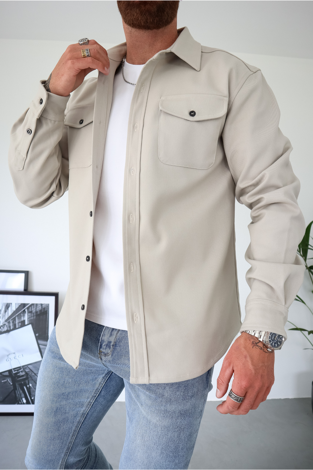 Men's Hooded Shacket with Pockets
