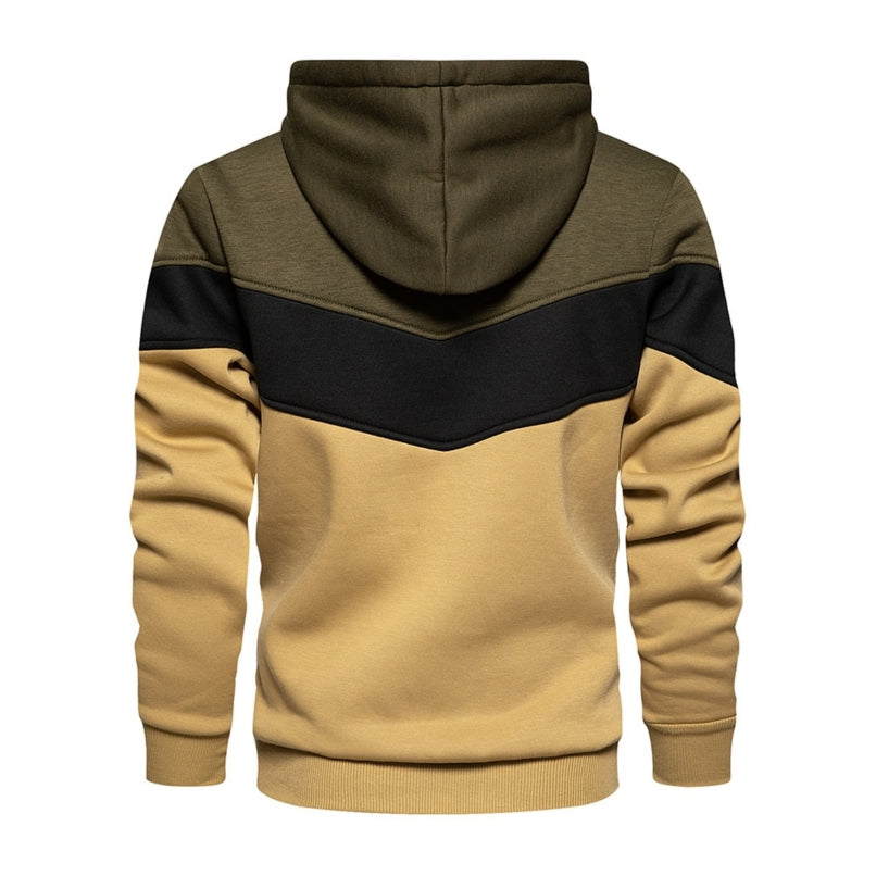 Men's Chevron Colorblock Fleece Pullover Hoodie