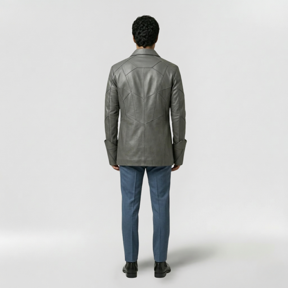 Men's Longline Faux-Leather Shirt Jacket