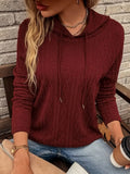 Women's Cable-Knit Drawstring Hooded Sweater