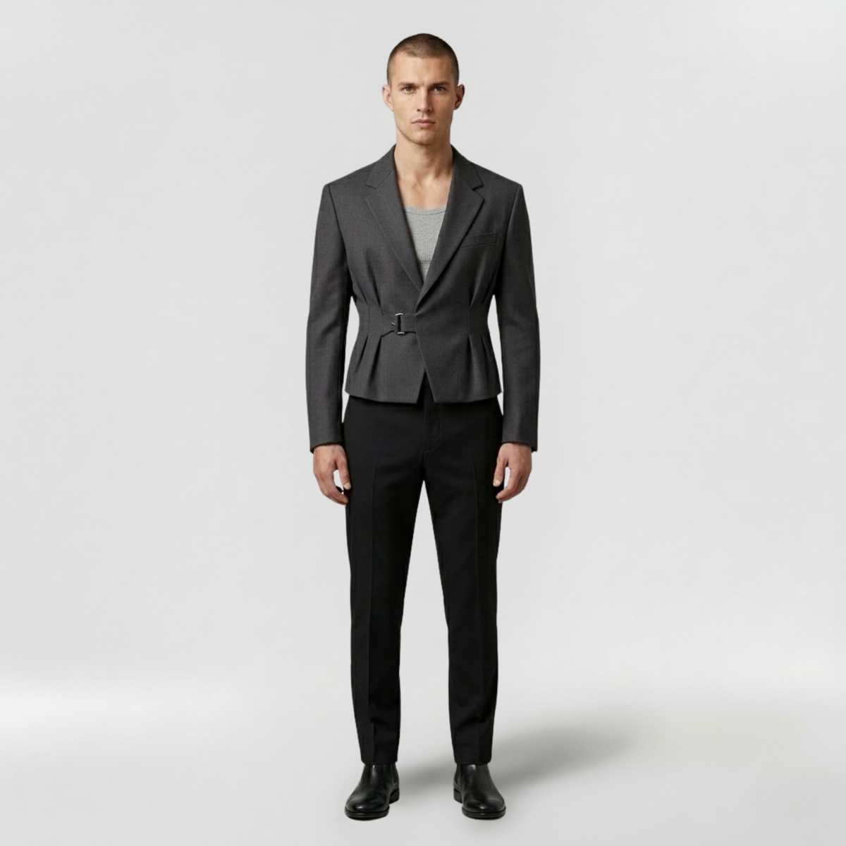 Men's Waist-Accent Cropped Blazer