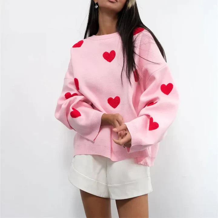 Women's Oversized Heart Knit Sweater