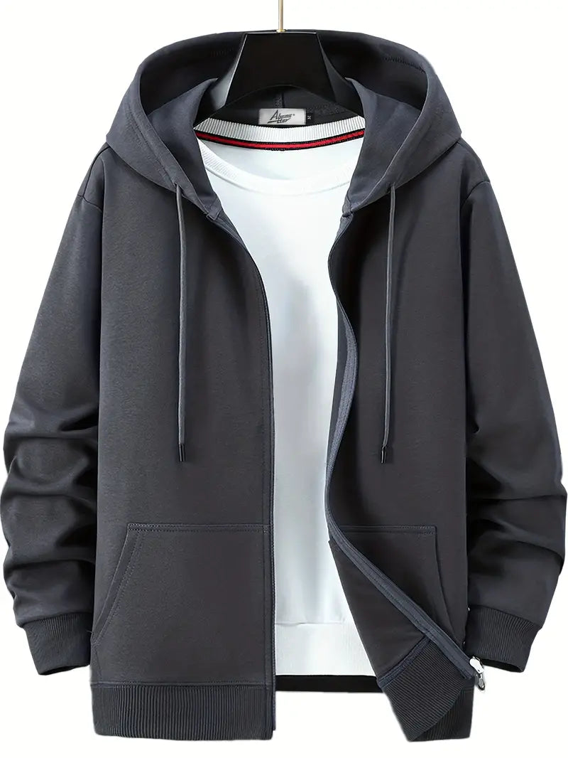 Men's Fleece Full-Zip Hoodie with Drawstring