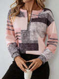 Women's Patchwork Print Quarter-Zip Sweatshirt