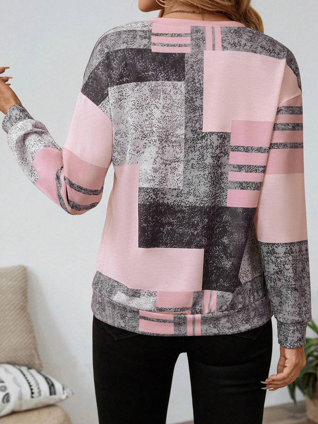 Women's Patchwork Print Quarter-Zip Sweatshirt