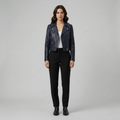 Women's Slim-Fit Faux-Leather Moto Jacket