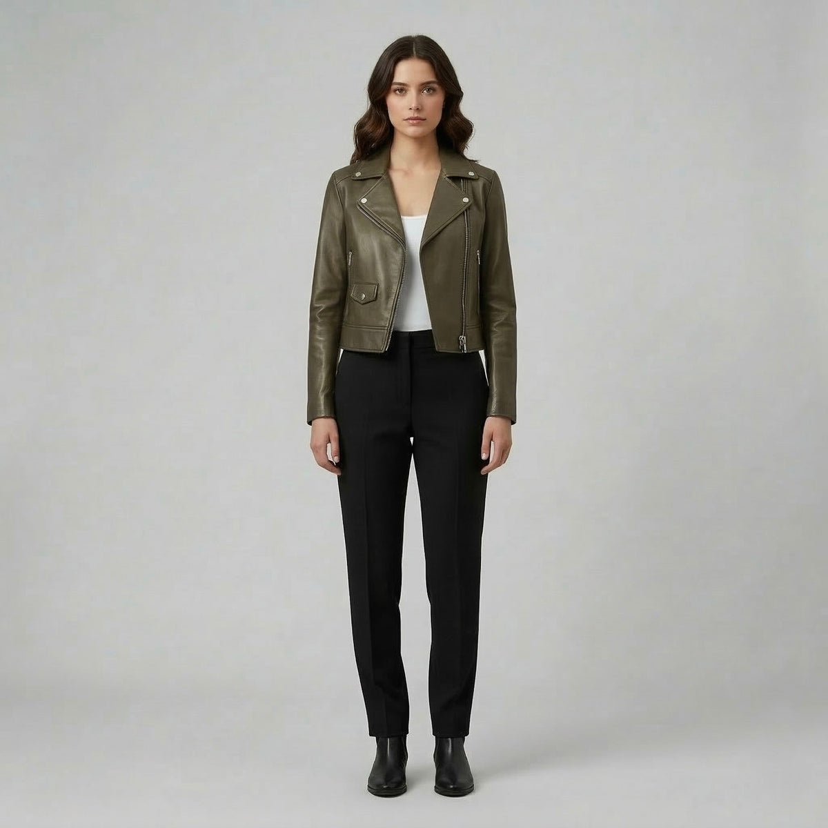 Women's Slim-Fit Faux-Leather Moto Jacket