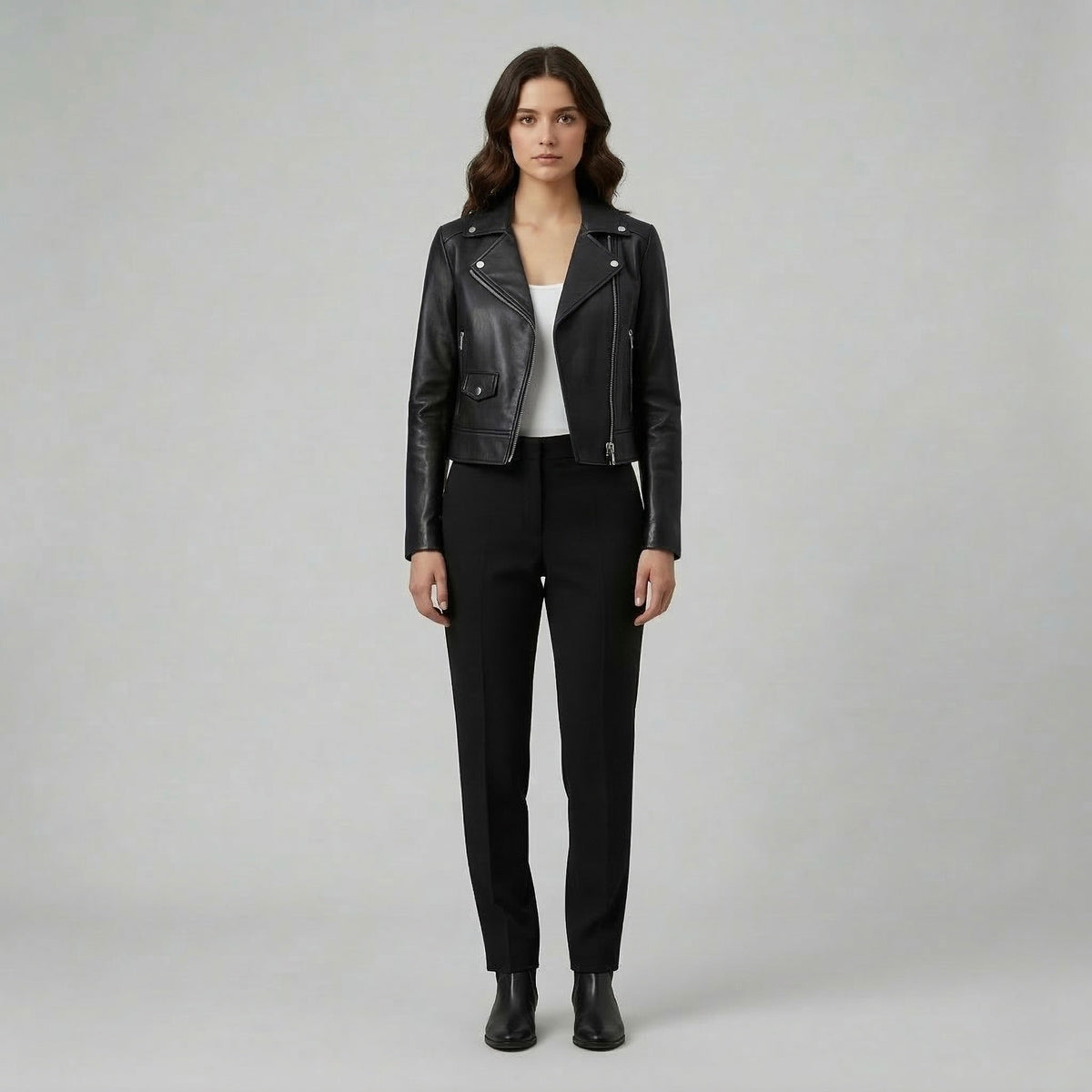 Women's Slim-Fit Faux-Leather Moto Jacket