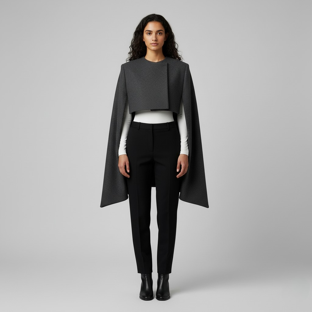 Women's Cropped Cape-Sleeve Jacket