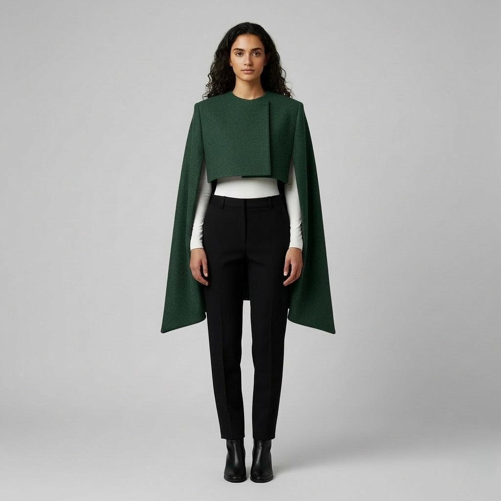 Women's Cropped Cape-Sleeve Jacket