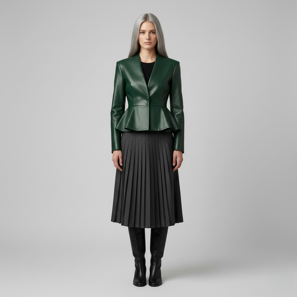 Women's Peplum Faux-Leather Jacket
