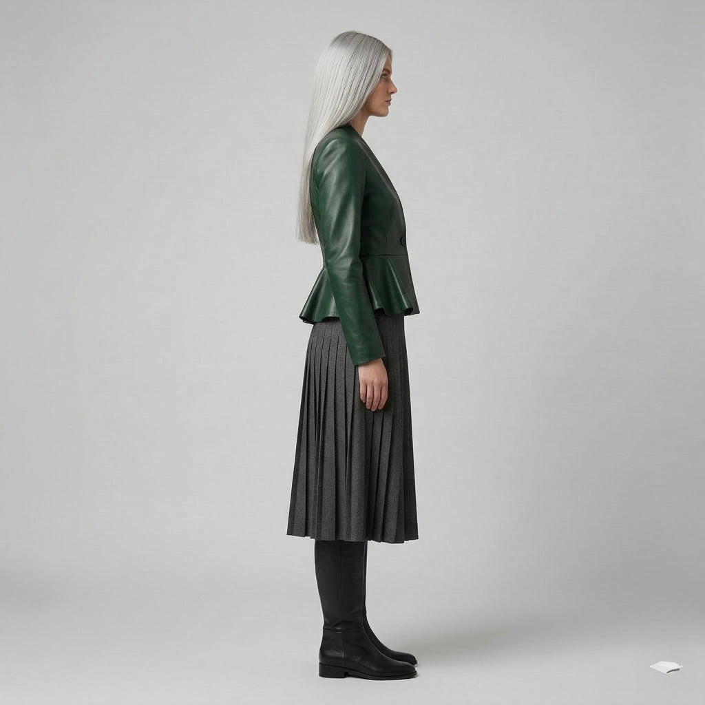 Women's Peplum Faux-Leather Jacket