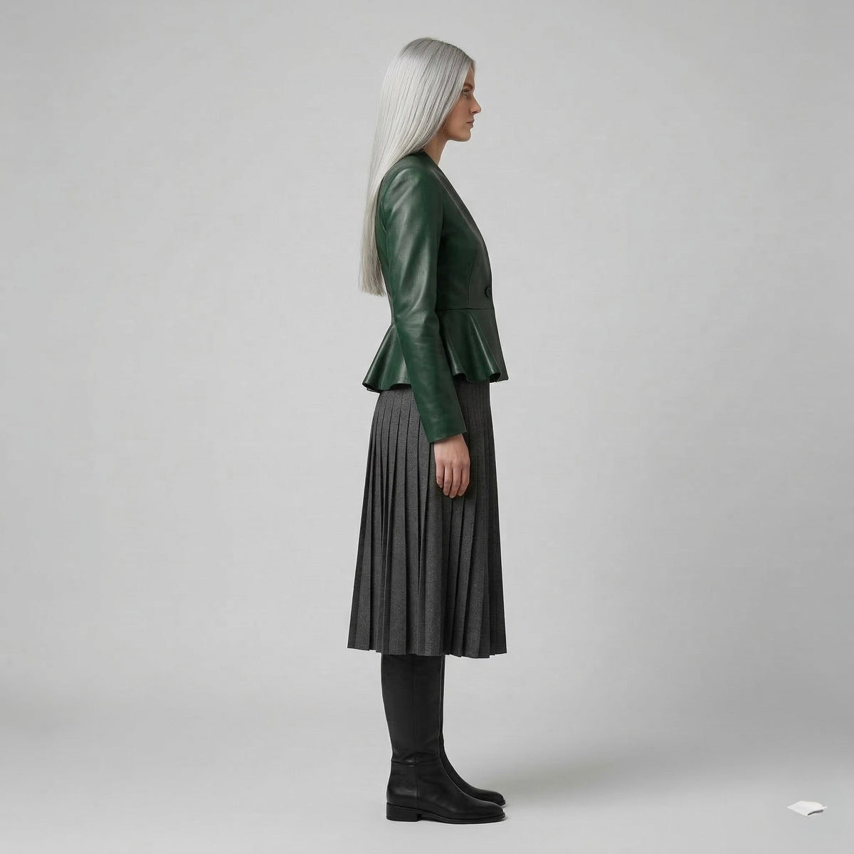 Women's Peplum Faux-Leather Jacket