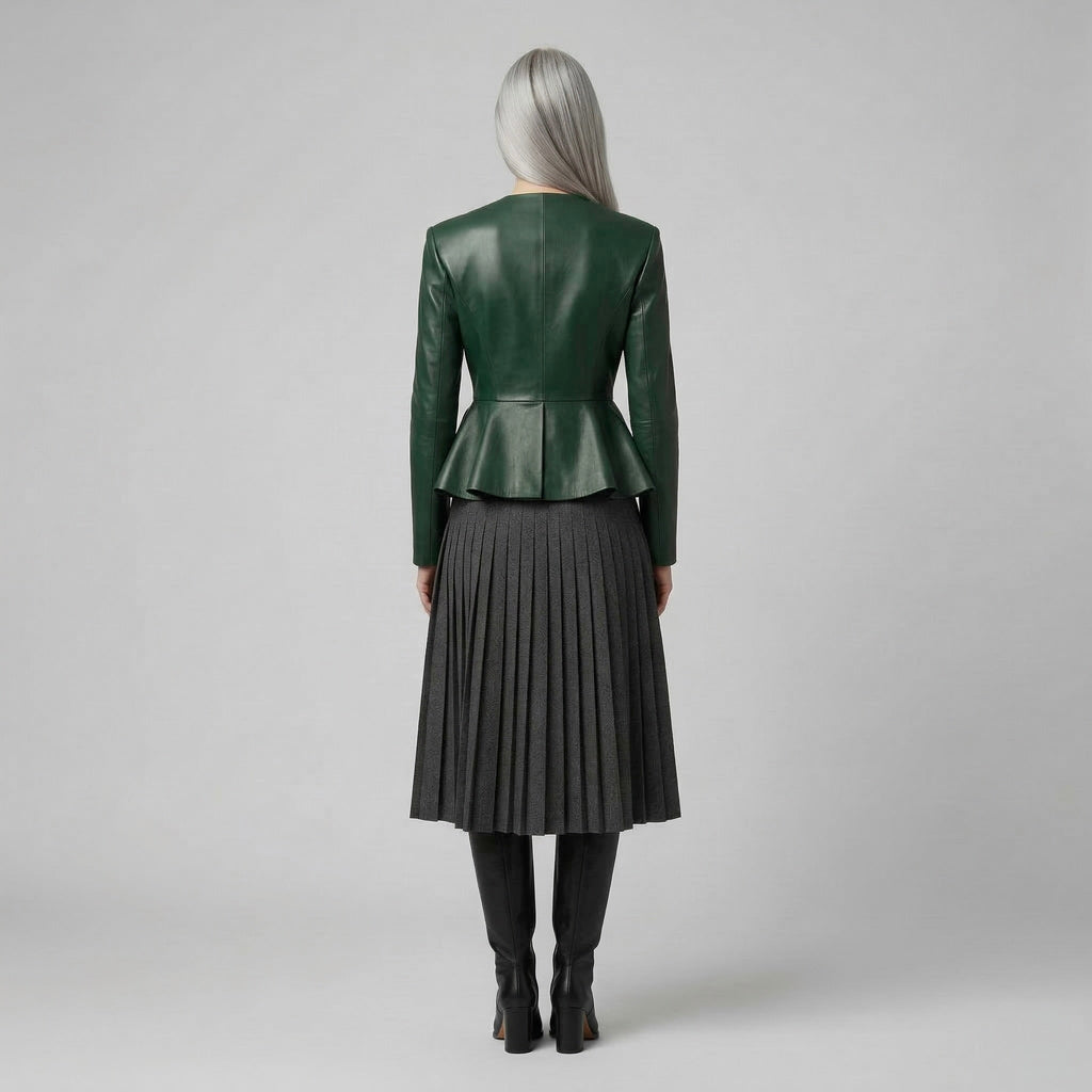 Women's Peplum Faux-Leather Jacket
