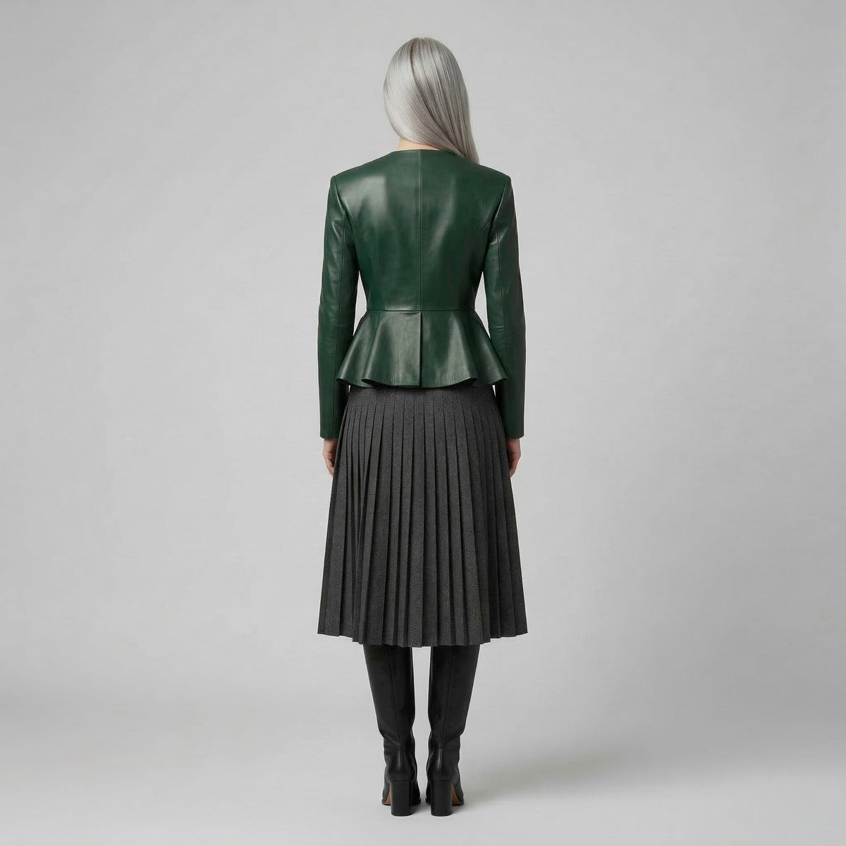 Women's Peplum Faux-Leather Jacket