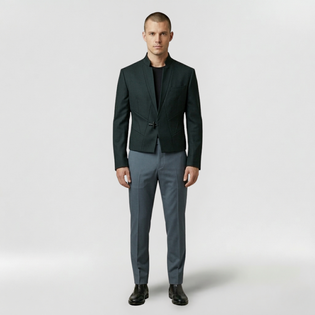Men's Collarless Structured Blazer