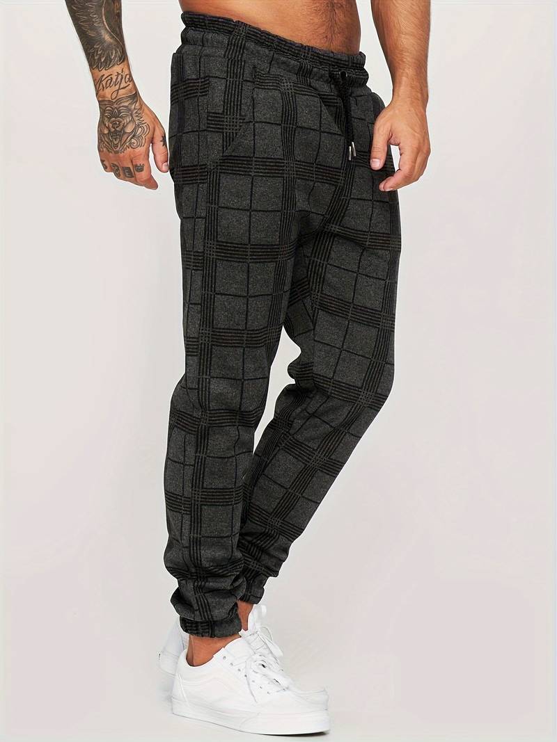 Men's Plaid Tapered Stretch Jogger Pants