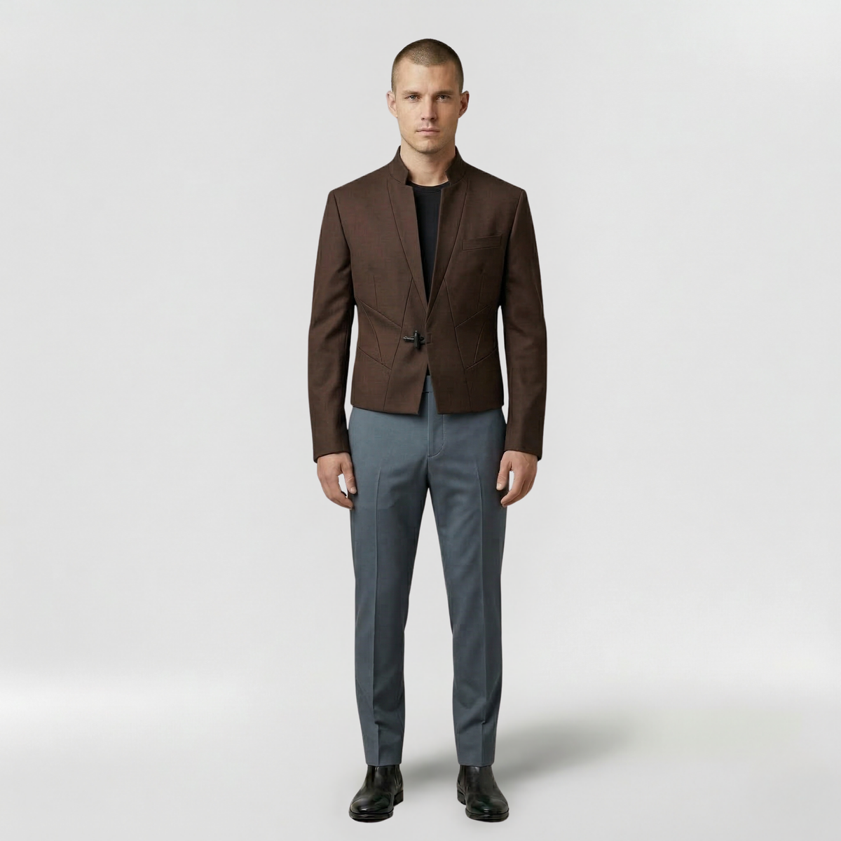 Men's Collarless Structured Blazer