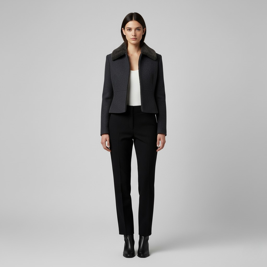 Women's Faux-Shearling Collar Cropped Jacket