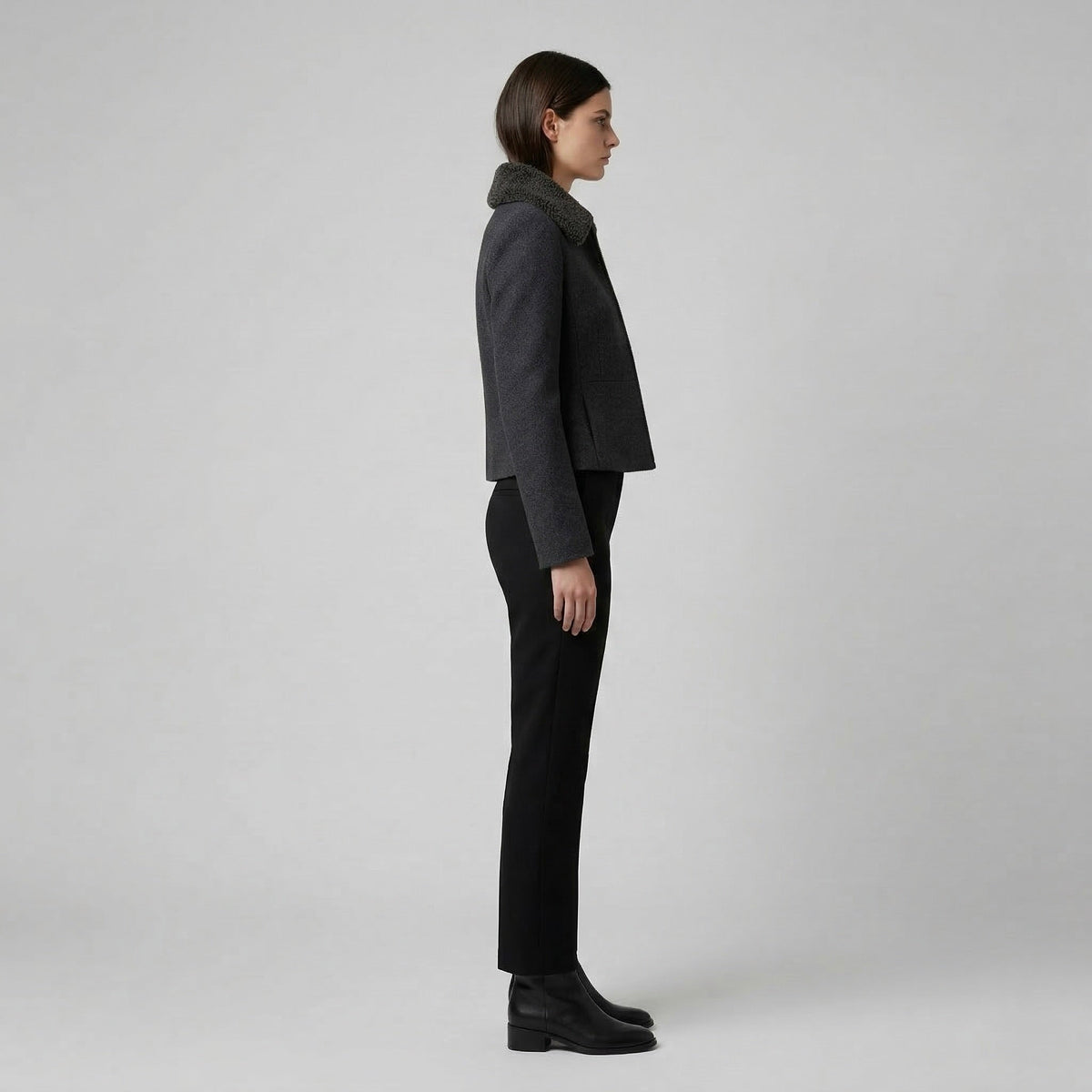Women's Faux-Shearling Collar Cropped Jacket