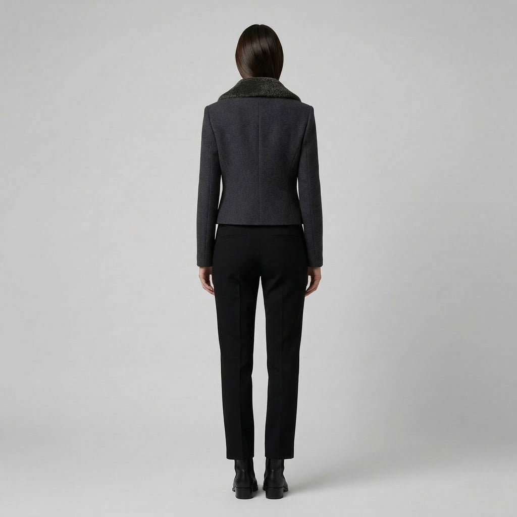 Women's Faux-Shearling Collar Cropped Jacket