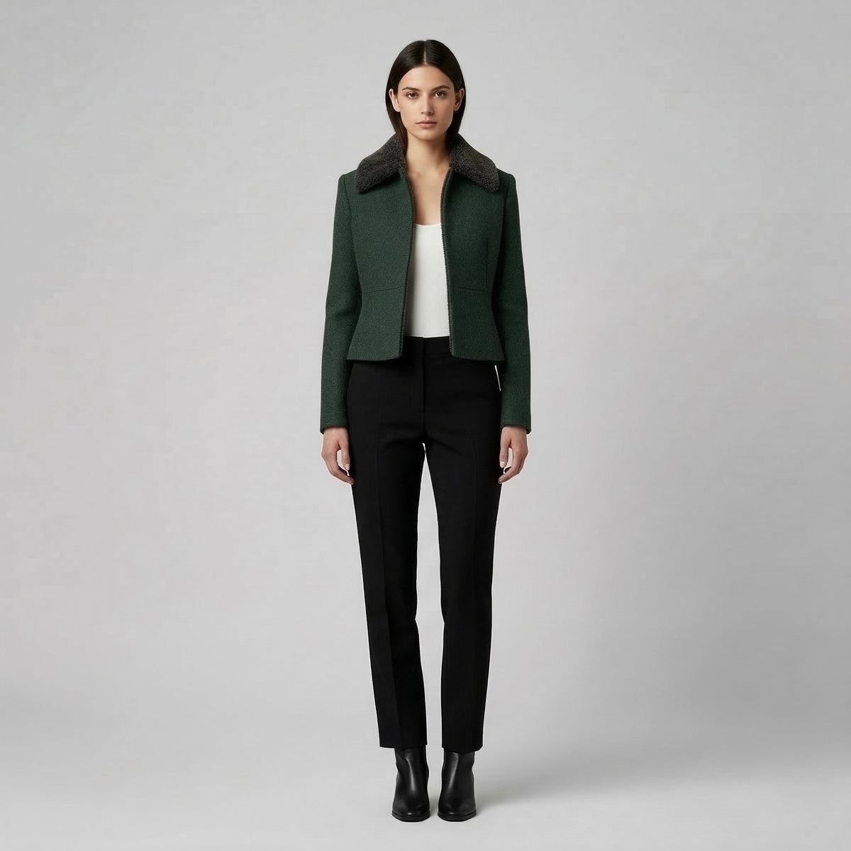 Women's Faux-Shearling Collar Cropped Jacket