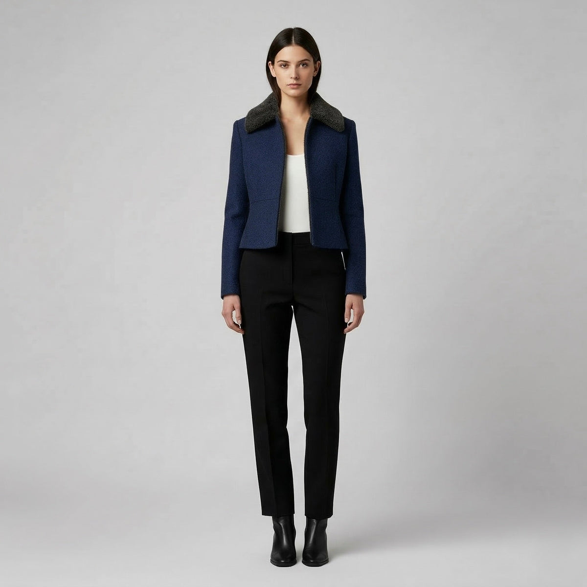 Women's Faux-Shearling Collar Cropped Jacket