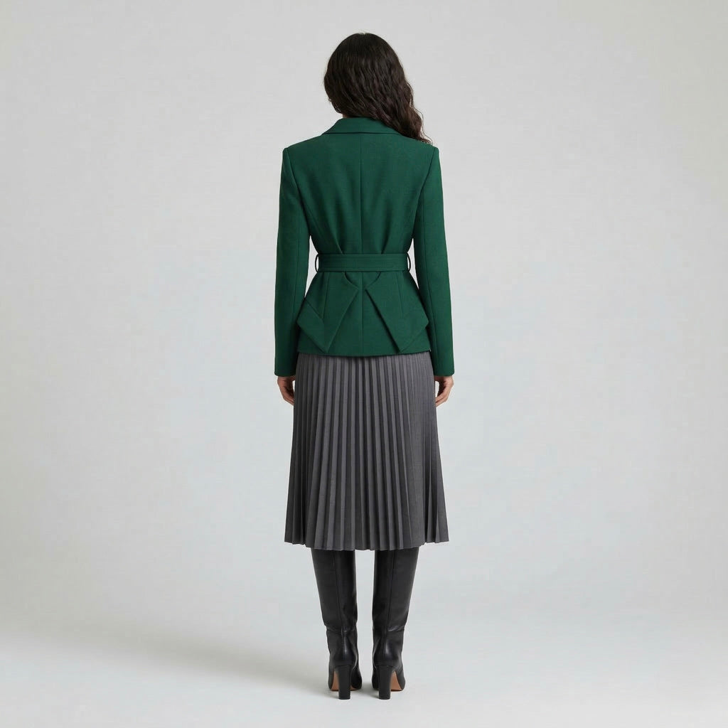 Women's Belted Peplum Blazer