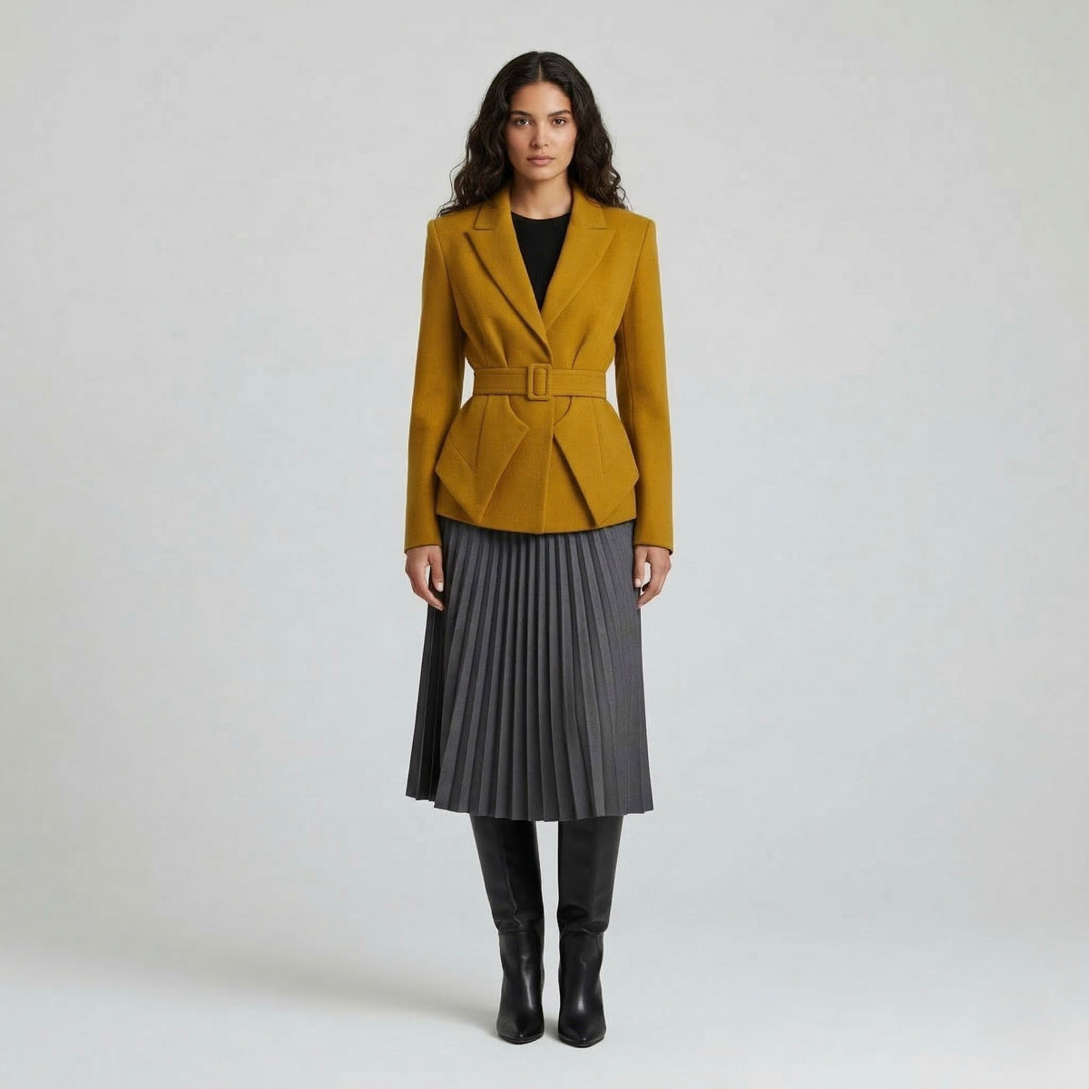 Women's Belted Peplum Blazer
