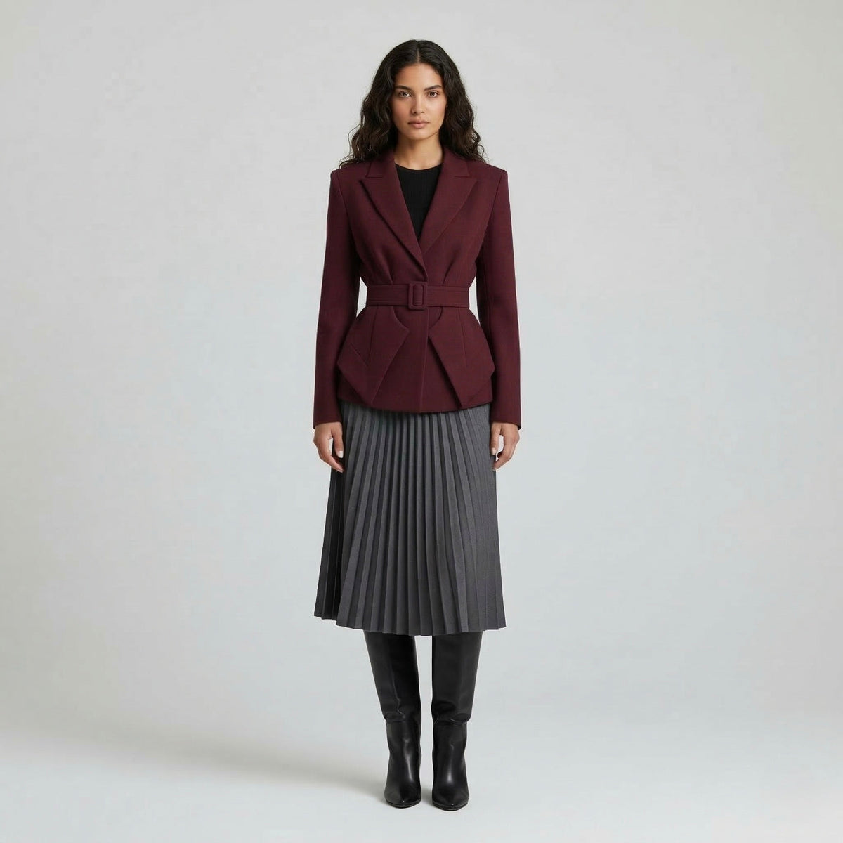 Women's Belted Peplum Blazer