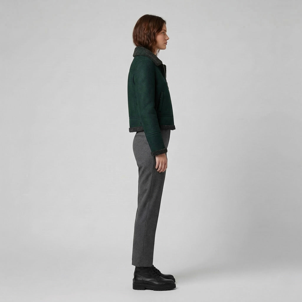 Women's Faux-Shearling Trim Cropped Jacket