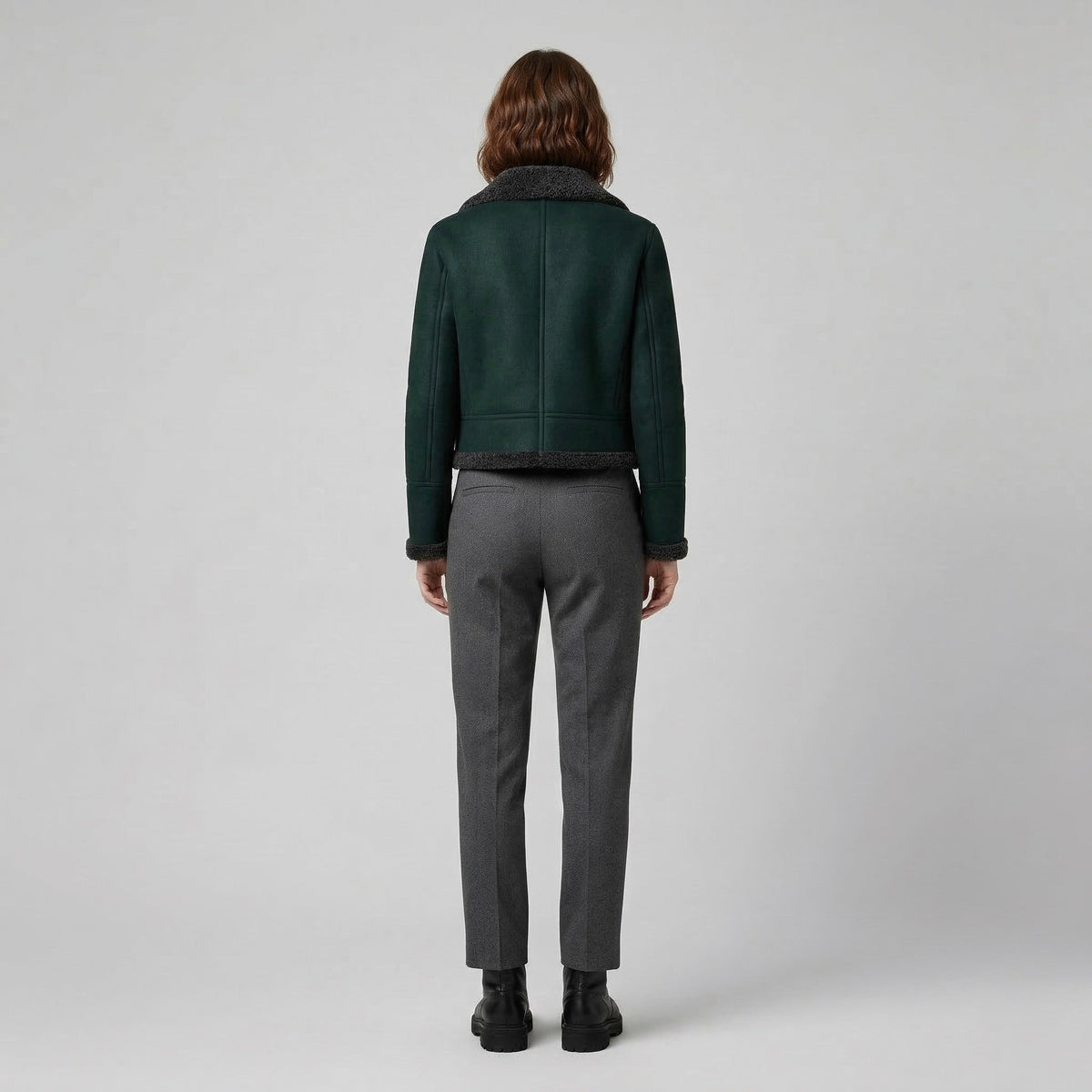 Women's Faux-Shearling Trim Cropped Jacket