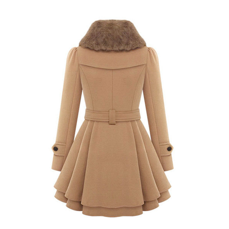Women's Double-Breasted Belted Flare Coat