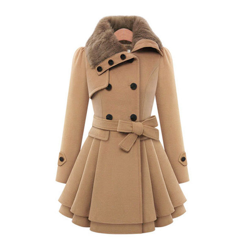 Women's Double-Breasted Belted Flare Coat
