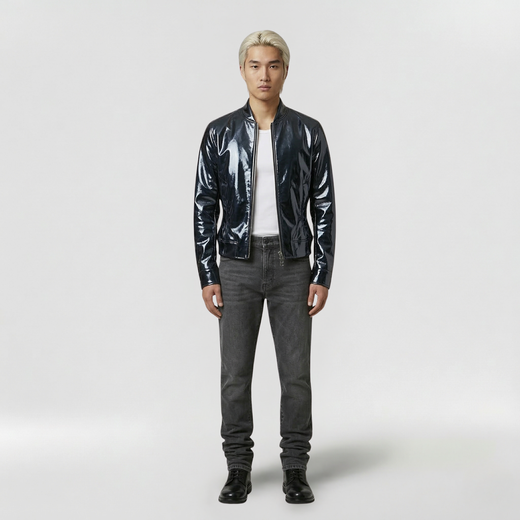 Men's Glossy Slim-Fit Zip Jacket
