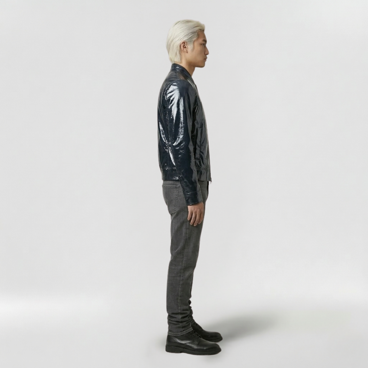 Men's Glossy Slim-Fit Zip Jacket