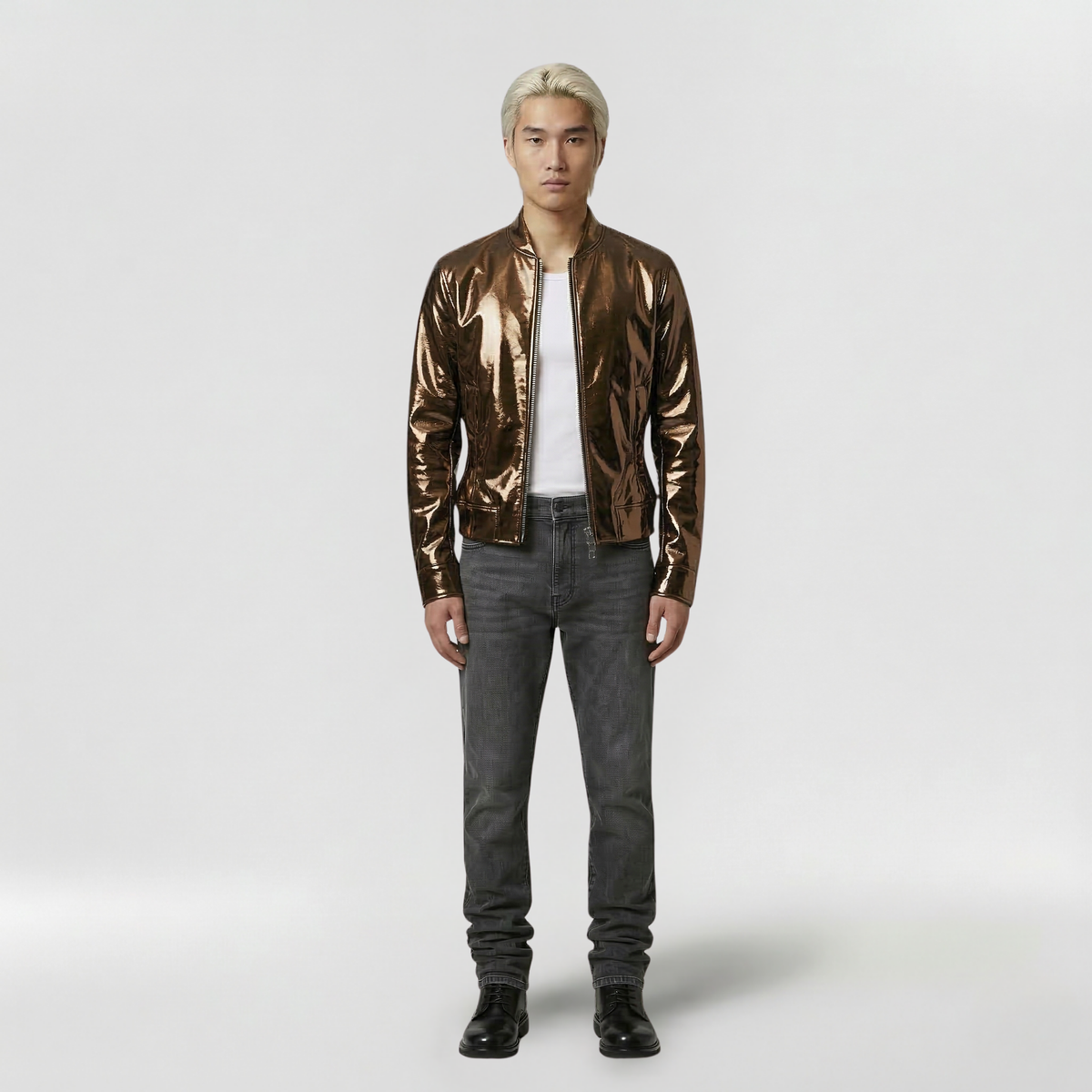Men's Glossy Slim-Fit Zip Jacket