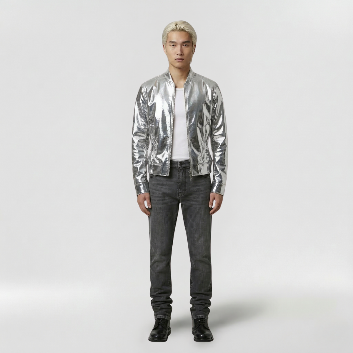 Men's Glossy Slim-Fit Zip Jacket