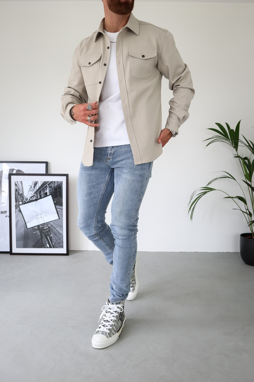Men's Hooded Shacket with Pockets