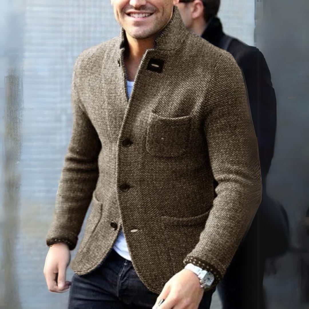 Men's Knitted Button-Up Cardigan Blazer