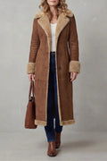Women's Long Faux Suede Shearling Coat